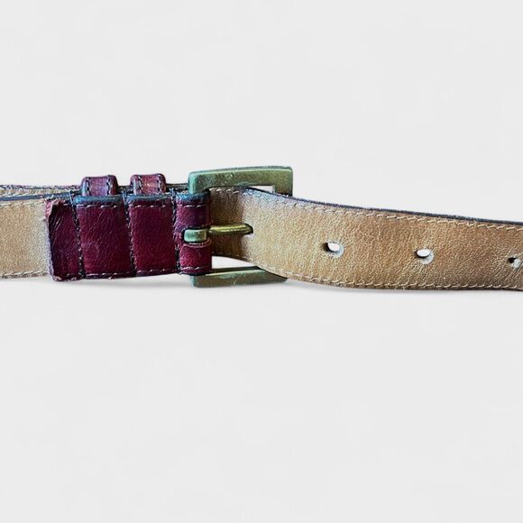 Vintage Coach Red Burgundy Leather Belt 36” Solid Brass Buckle Made in USA - Picture 5 of 6